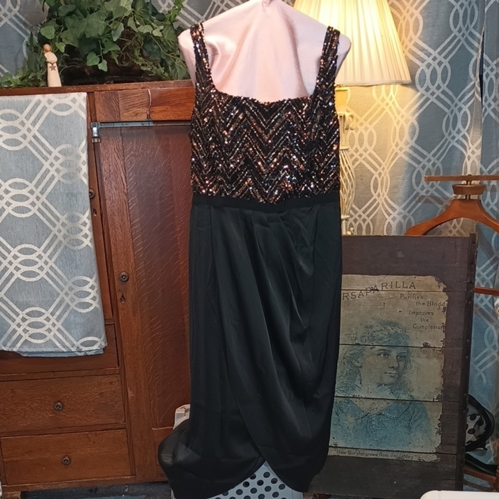 City Chic Black and Gold Sequin Dress